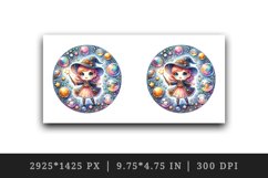 Watercolor cute girl wizard casting spells with her wand magical orbs stars print tumbler skinny mug wrap clipart t-shirt sublimation printable design