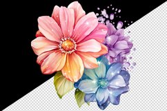 Watercolor cute glamour colorful rainbow flowers floral sparkle diamonds 20 oz tumbler skinny mug wrap clipart t-shirt sublimation printable design