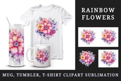 Watercolor cute glamour colorful rainbow flowers floral sparkle diamonds 20 oz tumbler skinny mug wrap clipart t-shirt sublimation printable design