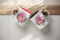 Watercolor cute glamour colorful rainbow flowers floral sparkle diamonds 20 oz tumbler skinny mug wrap clipart t-shirt sublimation printable design