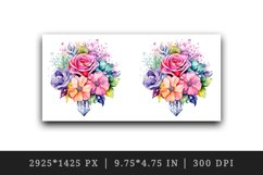 Watercolor cute glamour colorful rainbow flowers floral sparkle diamonds 20 oz tumbler skinny mug wrap clipart t-shirt sublimation printable design