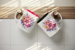 Watercolor cute glamour colorful rainbow flowers floral sparkle diamonds 20 oz tumbler skinny mug wrap clipart t-shirt sublimation printable design