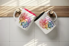 Watercolor cute glamour colorful rainbow flowers floral sparkle diamonds 20 oz tumbler skinny mug wrap clipart t-shirt sublimation printable design