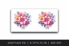 Watercolor cute glamour colorful rainbow flowers floral sparkle diamonds 20 oz tumbler skinny mug wrap clipart t-shirt sublimation printable design