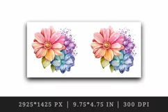 Watercolor cute glamour colorful rainbow flowers floral sparkle diamonds 20 oz tumbler skinny mug wrap clipart t-shirt sublimation printable design