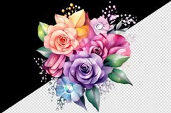 Watercolor cute glamour colorful rainbow flowers floral sparkle diamonds 20oz tumbler skinny mug wrap clipart t-shirt sublimation printable design