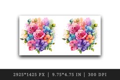 Watercolor cute glamour colorful rainbow flowers floral sparkle diamonds 20oz tumbler skinny mug wrap clipart t-shirt sublimation printable design