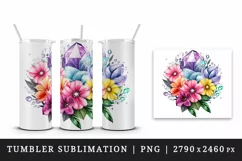 Watercolor cute glamour colorful rainbow flowers floral sparkle diamonds 20oz tumbler skinny mug wrap clipart t-shirt sublimation printable design