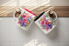 Watercolor cute glamour colorful rainbow flowers floral sparkle diamonds 20oz tumbler skinny mug wrap clipart t-shirt sublimation printable design