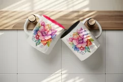 Watercolor cute glamour colorful rainbow flowers floral sparkle diamonds 20oz tumbler skinny mug wrap clipart t-shirt sublimation printable design