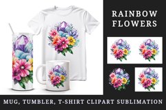 Watercolor cute glamour colorful rainbow flowers floral sparkle diamonds 20oz tumbler skinny mug wrap clipart t-shirt sublimation printable design