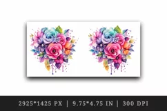 Watercolor cute glamour colorful rainbow flowers floral sparkle diamonds 20oz tumbler skinny mug wrap clipart t-shirt sublimation printable design