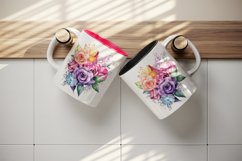 Watercolor cute glamour colorful rainbow flowers floral sparkle diamonds 20oz tumbler skinny mug wrap clipart t-shirt sublimation printable design