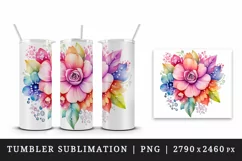 Watercolor cute glamour colorful rainbow flowers floral sparkle diamonds 20oz tumbler skinny mug wrap clipart t-shirt sublimation printable design