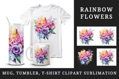 Watercolor cute glamour colorful rainbow flowers floral sparkle diamonds 20oz tumbler skinny mug wrap clipart t-shirt sublimation printable design