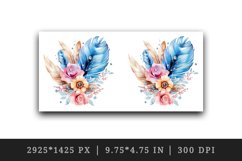 Watercolor cute glamour feather flowers floral diamonds sparkle print 20oz tumbler skinny mug wrap clipart t-shirt sublimation printable design