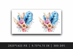 Watercolor cute glamour feather flowers floral diamonds sparkle print 20oz tumbler skinny mug wrap clipart t-shirt sublimation printable design
