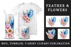 Watercolor cute glamour feather flowers floral diamonds sparkle print 20oz tumbler skinny mug wrap clipart t-shirt sublimation printable design