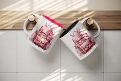 Watercolor cute glamour pink backpack girl flowers reading back to school 20oz tumbler skinny mug wrap clipart t-shirt sublimation printable design
