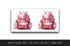 Watercolor cute glamour pink backpack girl flowers reading back to school 20oz tumbler skinny mug wrap clipart t-shirt sublimation printable design