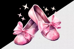 Watercolor cute glamour pink ballet shoes girl hard toe sparkle bow ribbons 20oz tumbler skinny mug wrap clipart t-shirt sublimation printable design