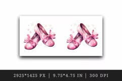 Watercolor cute glamour pink ballet shoes girl hard toe sparkle bow ribbons 20oz tumbler skinny mug wrap clipart t-shirt sublimation printable design