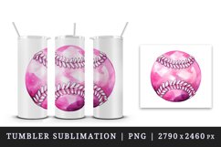 Watercolor cute glamour pink baseball ball sparkle 20oz tumbler skinny mug wrap clipart t-shirt sublimation printable design