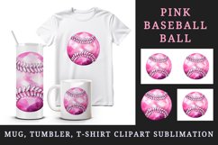 Watercolor cute glamour pink baseball ball sparkle 20oz tumbler skinny mug wrap clipart t-shirt sublimation printable design