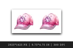 Watercolor cute glamour pink baseball cap hat sparkle shining diamonds 20oz tumbler skinny mug wrap clipart t-shirt sublimation printable design