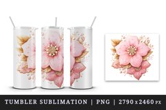 Watercolor cute glamour pink flowers floral sparkle cookie 20oz tumbler skinny mug wrap clipart t-shirt sublimation printable design