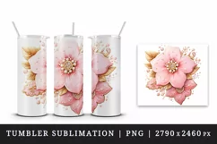 Watercolor cute glamour pink flowers floral sparkle cookie 20oz tumbler skinny mug wrap clipart t-shirt sublimation printable design