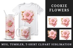 Watercolor cute glamour pink flowers floral sparkle cookie 20oz tumbler skinny mug wrap clipart t-shirt sublimation printable design
