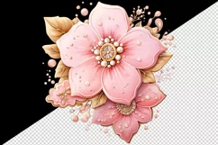 Watercolor cute glamour pink flowers floral sparkle cookie 20oz tumbler skinny mug wrap clipart t-shirt sublimation printable design