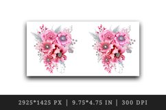 Watercolor cute glamour pink flowers floral sparkle shining diamonds 20oz tumbler skinny mug wrap clipart t-shirt sublimation printable design