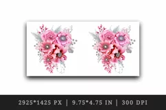 Watercolor cute glamour pink flowers floral sparkle shining diamonds 20oz tumbler skinny mug wrap clipart t-shirt sublimation printable design
