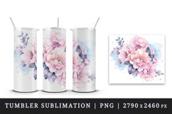 Watercolor cute glamour pink flowers floral sparkle shining diamonds 20oz tumbler skinny mug wrap clipart t-shirt sublimation printable design