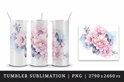 Watercolor cute glamour pink flowers floral sparkle shining diamonds 20oz tumbler skinny mug wrap clipart t-shirt sublimation printable design