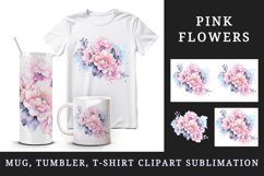 Watercolor cute glamour pink flowers floral sparkle shining diamonds 20oz tumbler skinny mug wrap clipart t-shirt sublimation printable design