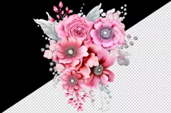 Watercolor cute glamour pink flowers floral sparkle shining diamonds 20oz tumbler skinny mug wrap clipart t-shirt sublimation printable design