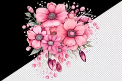 Watercolor cute glamour pink flowers sparkle shining diamonds 20oz tumbler skinny mug wrap clipart t-shirt sublimation printable design
