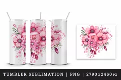 Watercolor cute glamour pink flowers sparkle shining diamonds 20oz tumbler skinny mug wrap clipart t-shirt sublimation printable design
