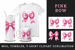 Watercolor cute glamour pink ribbons and bow hair sparkle shining diamonds 20oz tumbler skinny mug wrap clipart t-shirt sublimation printable design