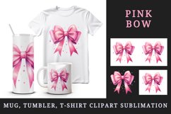 Watercolor cute glamour pink ribbons and bow hair sparkle shining diamonds 20oz tumbler skinny mug wrap clipart t-shirt sublimation printable design