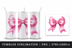 Watercolor cute glamour pink ribbons and bow hair sparkle shining diamonds 20oz tumbler skinny mug wrap clipart t-shirt sublimation printable design