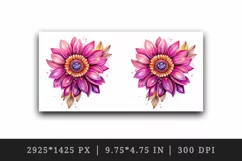 Watercolor cute glamour pink sunflower flower sparkle shining diamonds 20oz tumbler skinny mug wrap clipart t-shirt sublimation printable design