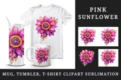 Watercolor cute glamour pink sunflower flower sparkle shining diamonds 20oz tumbler skinny mug wrap clipart t-shirt sublimation printable design