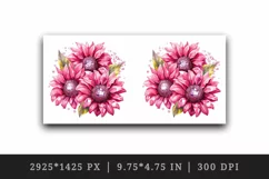 Watercolor cute glamour pink sunflowers flowers floral sparkle diamonds 20oz tumbler skinny mug wrap clipart t-shirt sublimation printable design