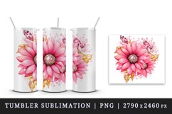Watercolor cute glamour pink sunflowers flowers floral sparkle diamonds 20oz tumbler skinny mug wrap clipart t-shirt sublimation printable design