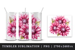 Watercolor cute glamour pink sunflowers flowers floral sparkle diamonds 20oz tumbler skinny mug wrap clipart t-shirt sublimation printable design
