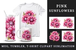 Watercolor cute glamour pink sunflowers flowers floral sparkle diamonds 20oz tumbler skinny mug wrap clipart t-shirt sublimation printable design